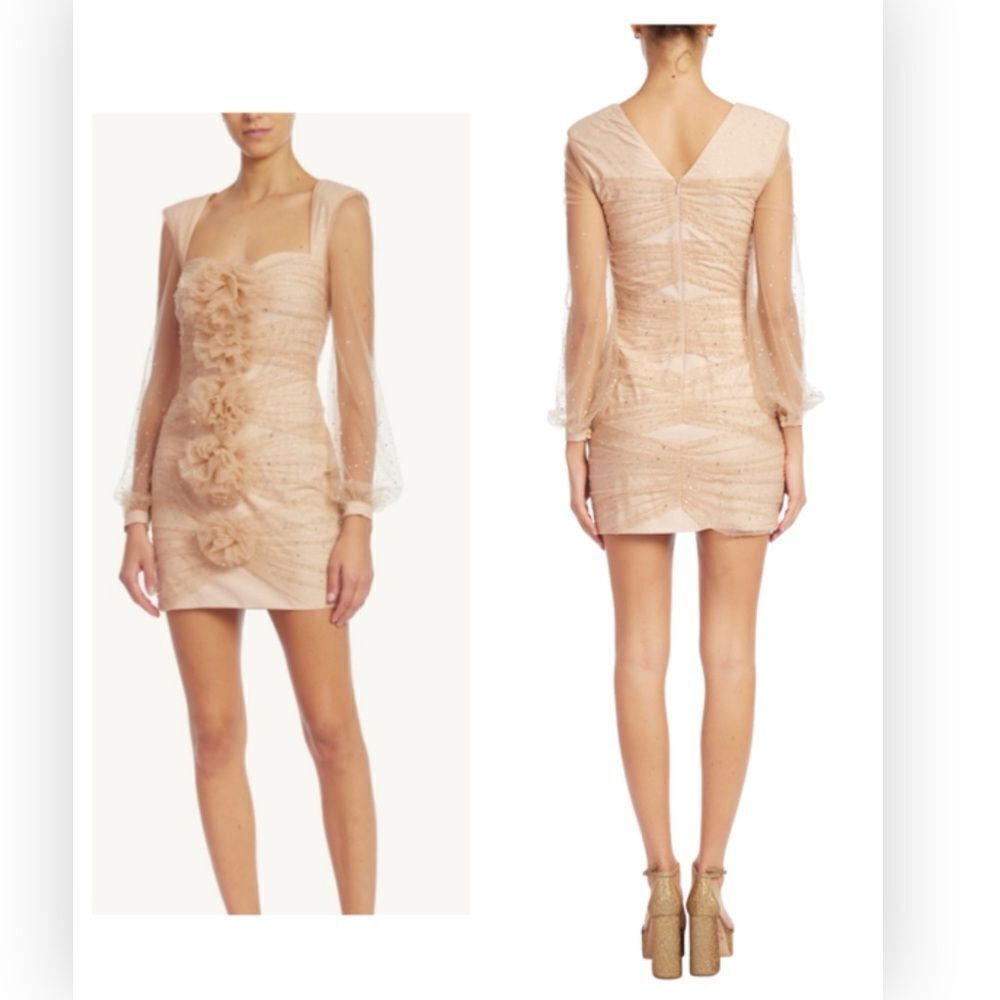 Badgley Mischka Party Crystal-Embellished Mini Dress Blush Size 2 NWT $595